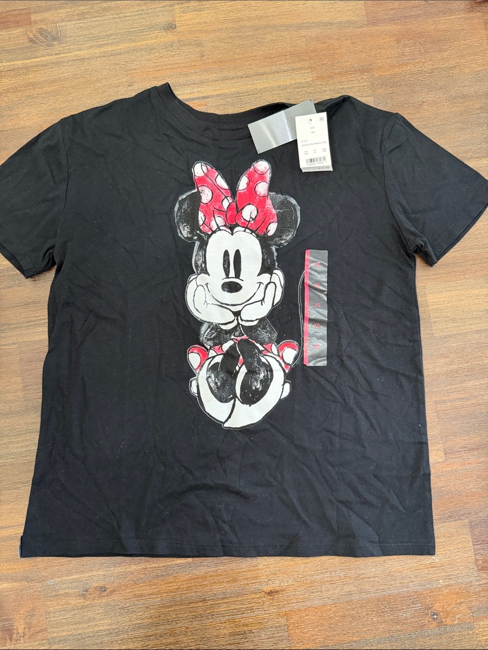 Girls' Black Minnie Mouse Graphic Short Sleeve Tee
